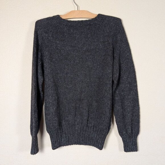 Vintage Pavo Real 100% Alpaca Wool Sweater Black Chunky Handknit M Classic - Picture 3 of 7